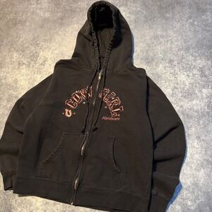 Y2K Cowgirl Hardware Black Zip Up Hoodie Sweatshirt Women's Size L Graphic Print